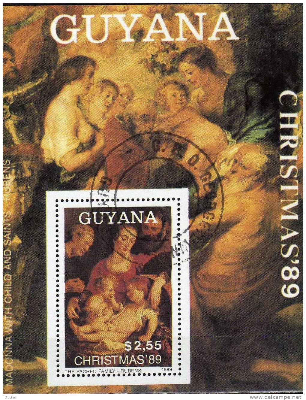 Gemälde Des Maler Rubens Weihnachten 1989 GUYANA 3073 Plus Block 73 O 17€ Christmas Bloc Sheet Art Bf Of America - Paintings