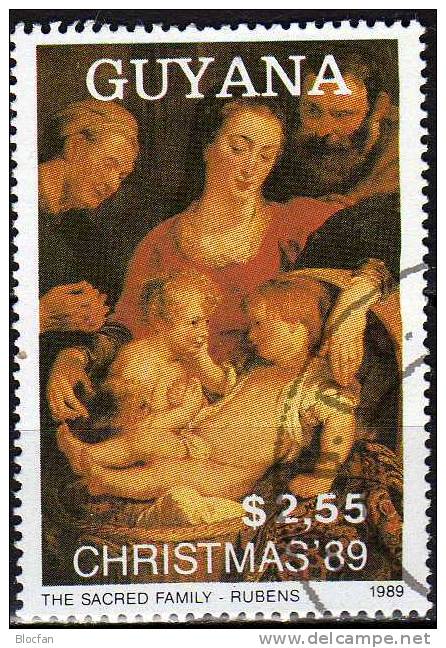 Gemälde Des Maler Rubens Weihnachten 1989 GUYANA 3073 Plus Block 73 O 17€ Christmas Bloc Sheet Art Bf Of America - Paintings