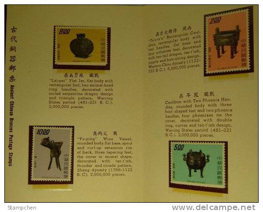 Folder 1975 Ancient Chinese Art Treasures Stamps - Bronze Wine Archeology - Wein & Alkohol