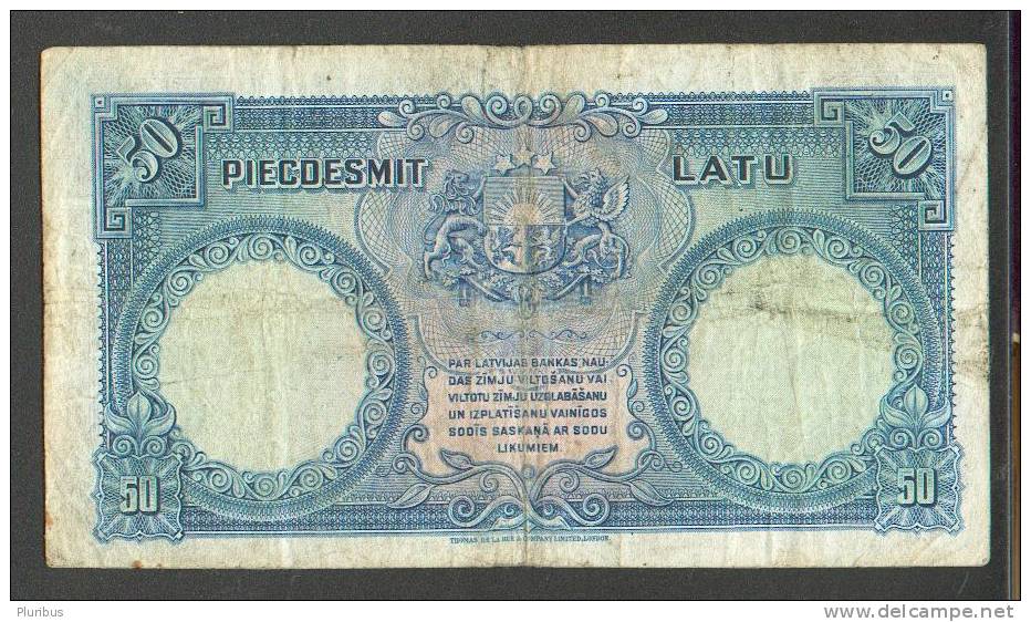 LATVIA LATVIJA 50 LATU 1934 BANKNOTE - Latvia