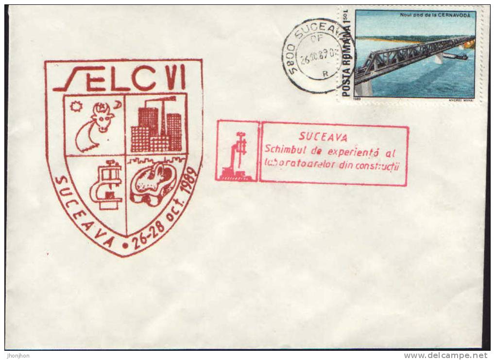 Romania- Envelope Occasionally 1989-  Exchange Of Experience- Building Laboratories;Bâtiment Laboratoire - Fisica