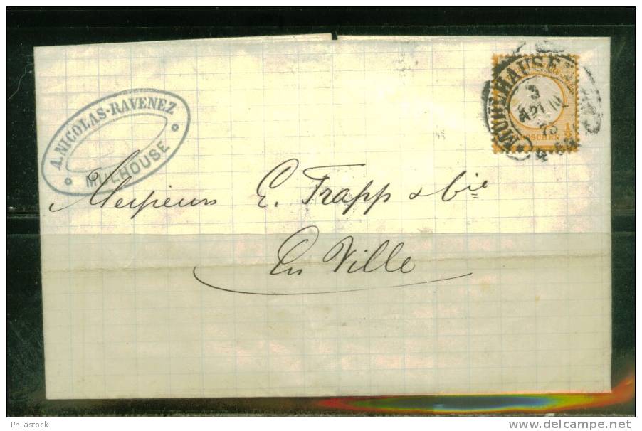 ALLEMAGNE  N° 3 Obl. S/Lettre Entiére (Obl. Mulhouse Fer à Cheval) - Briefe U. Dokumente