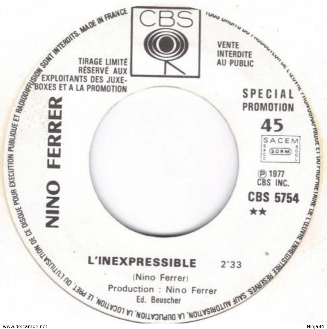 SP 45 RPM (7")  Nino Ferrer  "  Joseph Joseph  "  Promo - Collectors