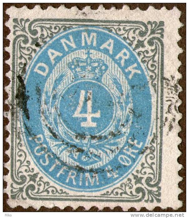 Denmark,1875,4 Ore,Scott#26,13¾,used,as Scan - Used Stamps