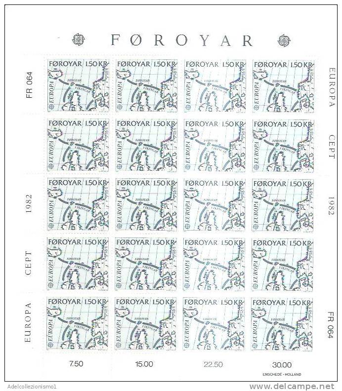 45545)n°2 Fogli Føroyar Serie Europa Cept 1982 Da 20 Valori - Nuovi  - N°64-65 - Blocs-feuillets