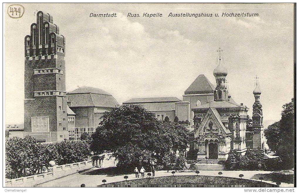 TOP!! DARMSTADT * RUSSISCHE KAPELLE * AUSSTELLUNGSHAUS UND HOCHZEITSTURM * 1909  *!! - Darmstadt