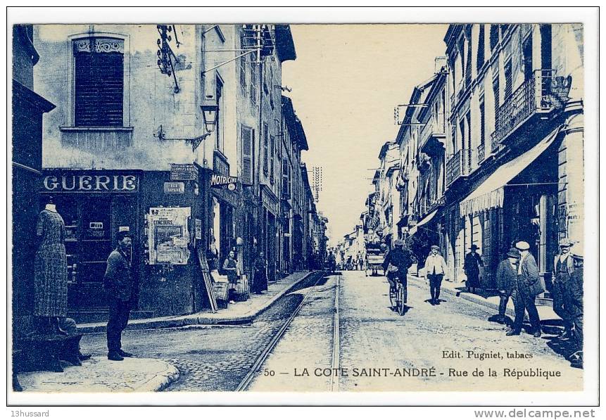 Carte Postale Ancienne La Côte Saint André - Rue De La République - La Côte-Saint-André