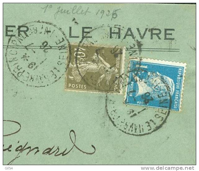 Letre Recommandée DU HAVRE  Affranchie à 1,40fr ( Maury N° 179 + 193 ) Le 01/07/1926 - BB11020 - Covers & Documents