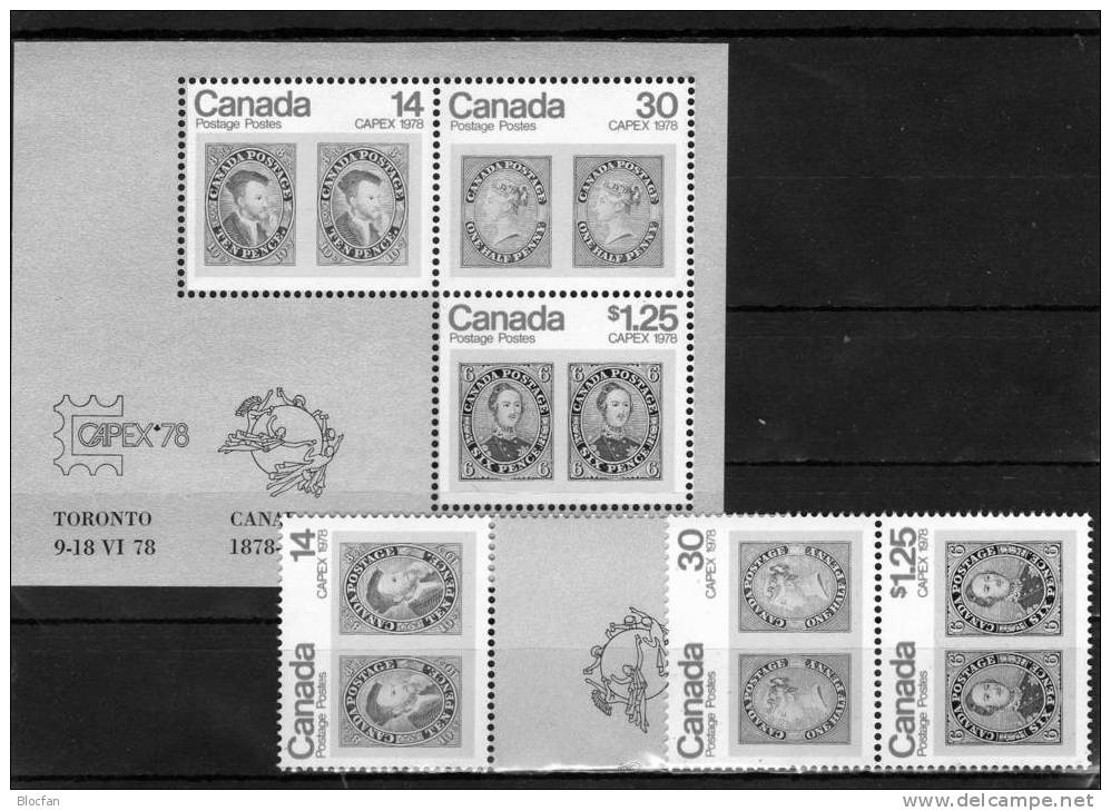 BM-Ausstellung CAPEX 1978 Marke Auf Marken Kanada 691/3 Plus Block 1 ** 7€ Stamp On Stamp Bloc Sheet From Canada - Gedenkausgaben