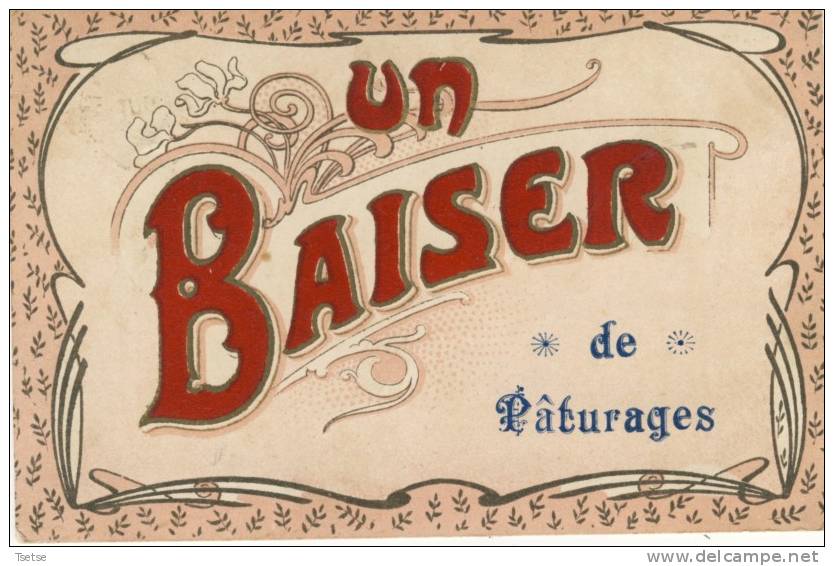 Pâturages - Un Baiser De ...- Jolie Fantaisie En Relief -1910 ( Voir Verso ) - Colfontaine