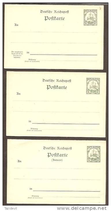 GERMAN SAMOA - Three Different Unused Postal Stationery Items - Samoa