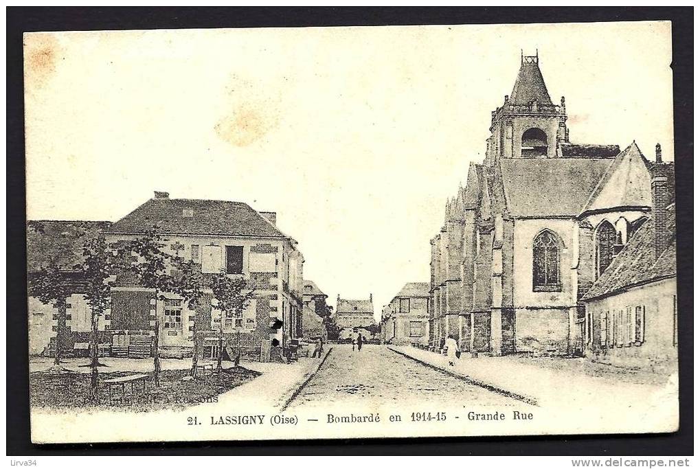 CPA  ANCIENNE- FRANCE- LASSIGNY (60)- LA GRANDE RUE AVANT LE BOMBARDEMENT EN 1915- BELLE ANIMATION - Lassigny