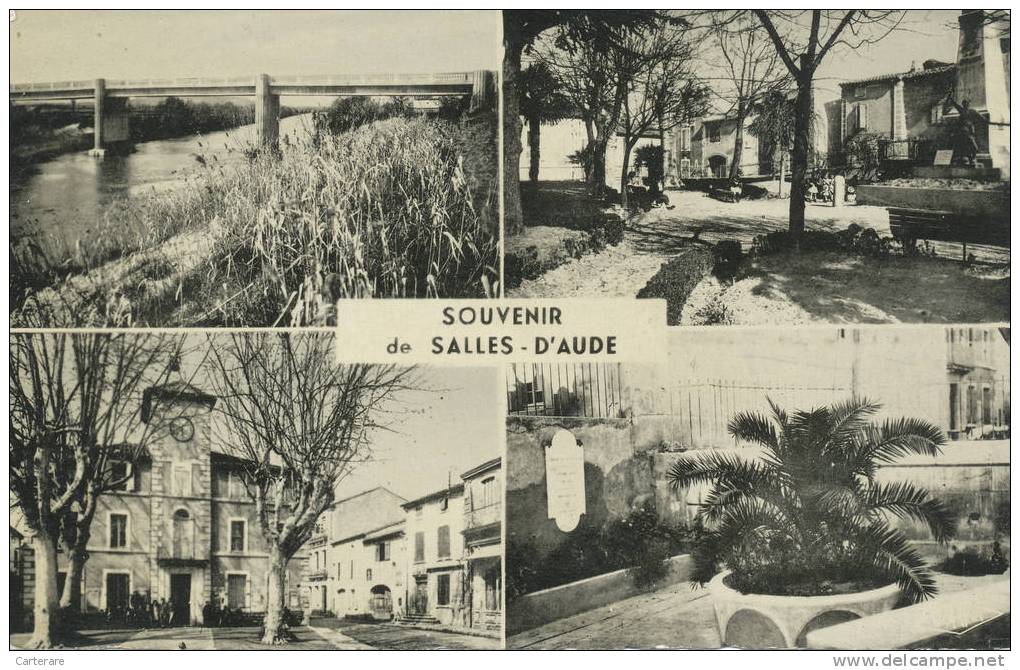 Salles D´aude 1958,salles Entre Narbonne Et Gruissan,le Nouveau Pont,la Mairie,le Jardin Public,le Village - Salleles D'Aude