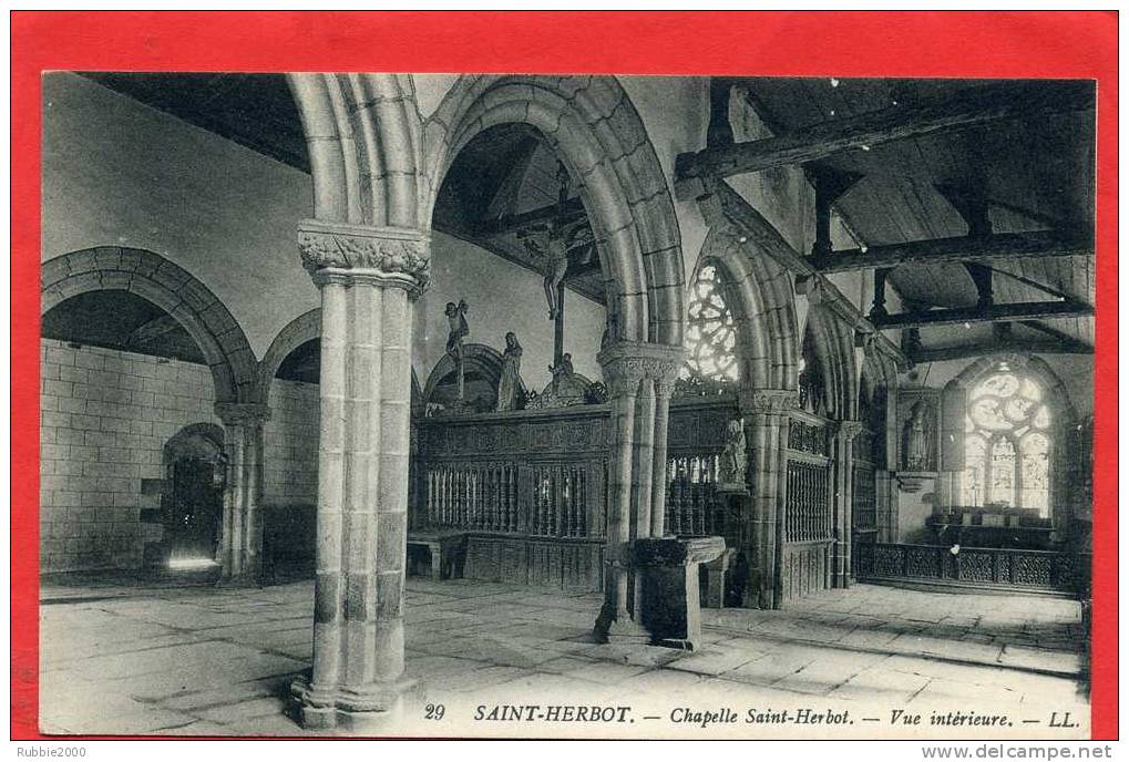 SAINT HERBOT1920  LA CHAPELLE VUE INTERIEUR CARTE EN BON ETAT - Saint-Herbot