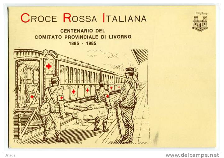 CARTOLINA CROCE ROSSA ITALIANA ANNULLO CENTENARIO LIVORNO ANNO 1985 - Rotes Kreuz