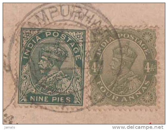 Br India King George V, Bearing On Postcard, Used, India As Per The Scan - 1911-35  George V