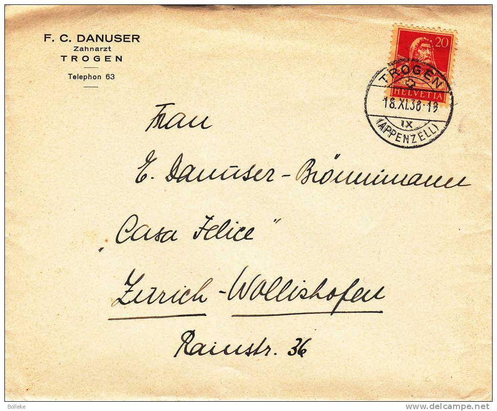 Suisse - Lettre De 1938 ° - Trogen - Cartas & Documentos