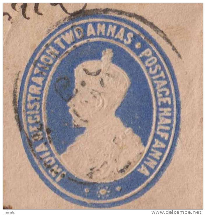 Br India King George V, Registered Postal Stationery Envelope, Long Size, Used, India As Per The Scan - 1911-35 Koning George V