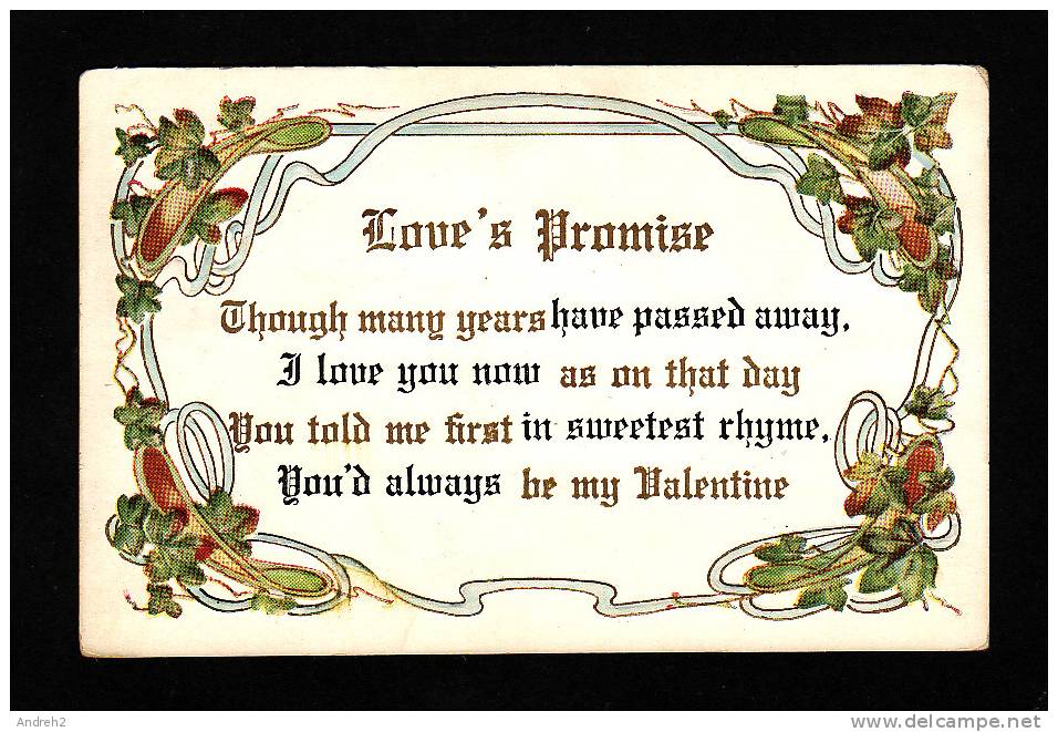 VOEUX -  LOVE´S PROMISE - BE MY VALENTINE - EMBOSSED - EN RELIEF - Saint-Valentin