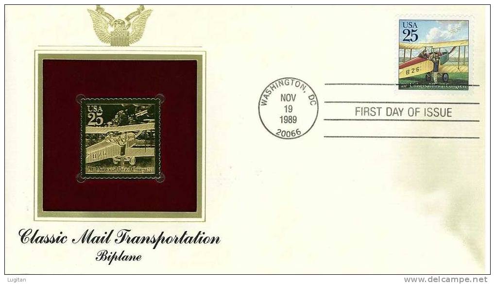 UNUSUAL STAMPS - FDC FIRST DAY COVER - YEAR 1989 - 4 Pcs. USA GOLDEN REPLICAS OF UNITED STATES OF AMERICA  GOLD STAMPS - Altri & Non Classificati