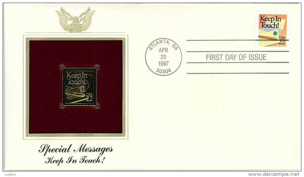 UNUSUAL STAMPS - FDC FIRST DAY COVER - YEAR 1987 - 1 Pcs. USA GOLDEN REPLICAS OF UNITED STATES OF AMERICA  GOLD STAMPS - Otros & Sin Clasificación