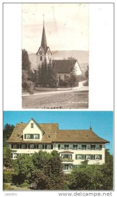 Hirzel Kirche + Meta Heusser Heim 2 Ansichtskarten Ab Ca. 1960 - Hirzel