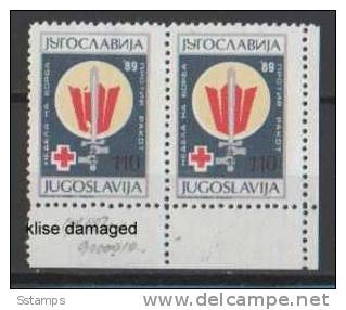 1989YUGR-CANCRO  JUGOSLAVIJA JUGOSLAWIEN ERROR KLISE DAMAGED  INTERESSANTE NEVER HINGED - Imperforates, Proofs & Errors