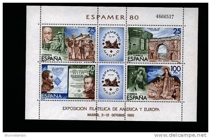 SPAIN/ESPANA - 1980  ESPAMER EXPO  M/S  MINT NH - Blocks & Sheetlets & Panes