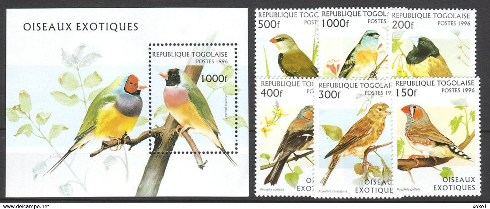 Togo 1996 MiNr. 2473 - 2479 (Block 400) Birds Finches Vögel 6v+1bl MNH**  17,00 € - Moineaux