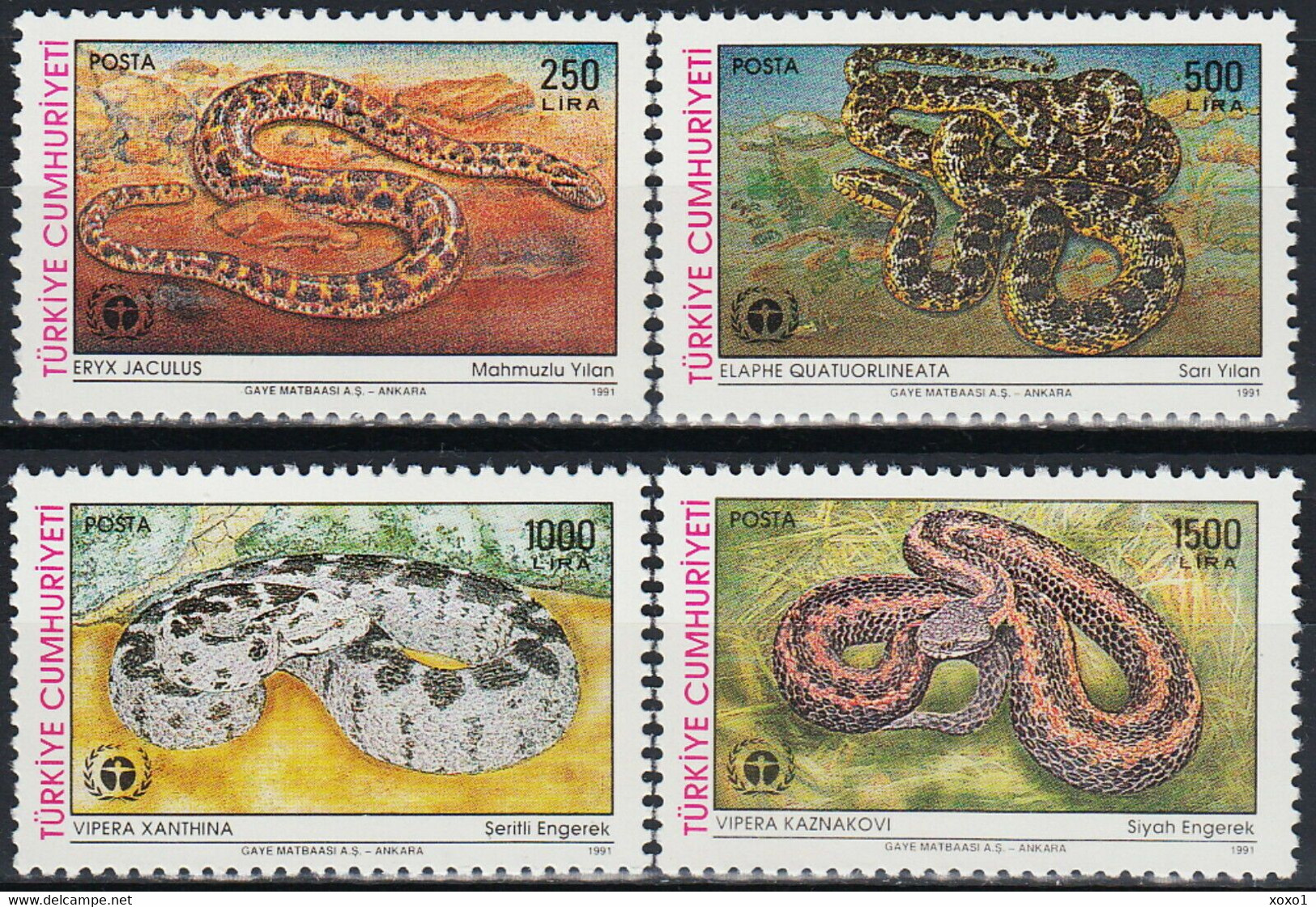 Turkey 1991 MiNr. 2938 - 2941  Türkei Reptiles Snakes 4v MNH** 25,00 € - Snakes