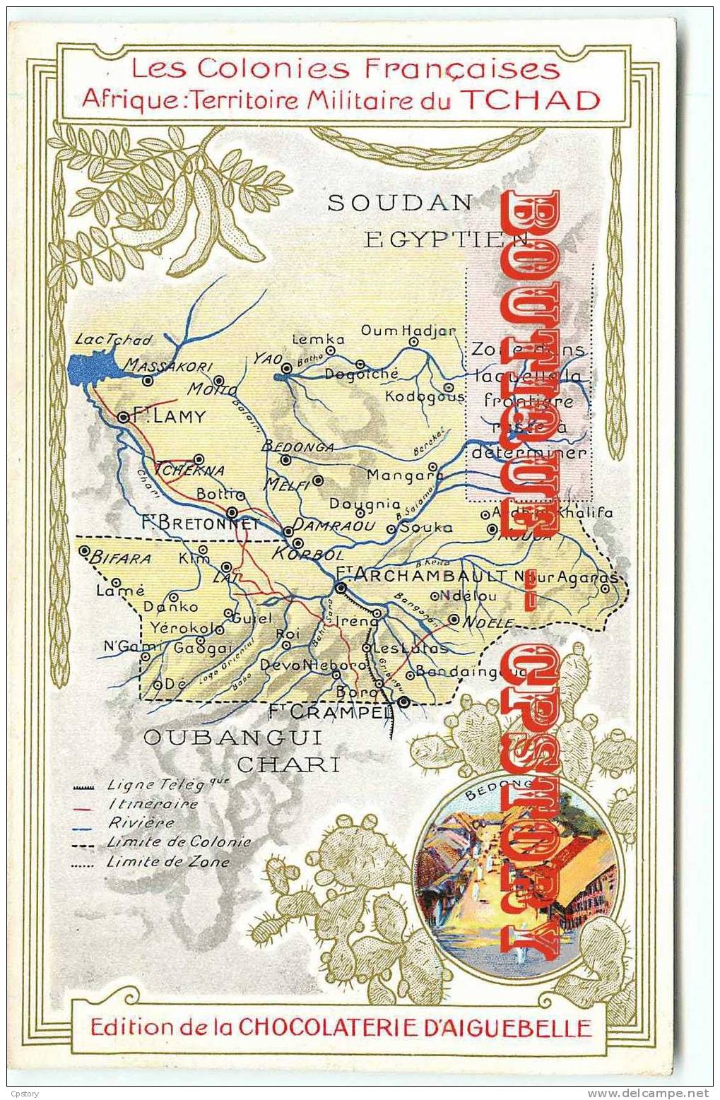 TCHAD - BEDONGA - CARTE GEOGRAPHIQUE Et DESCRIPTIF Du PAYS - Chocolaterie Et Chocolat D´Aiguebelle - Dos Scané - Tsjaad