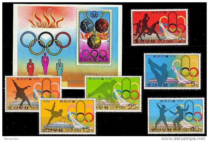 North Korea Stamps + S/s:1976 Olympic Games Gymnastics Diving Fencing Judo Race Sport - Judo