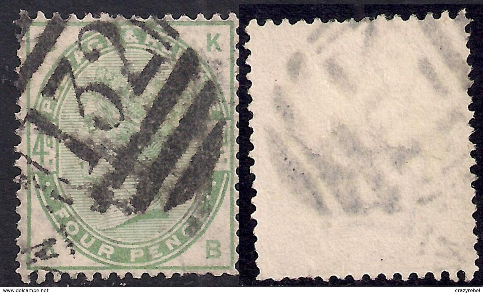 GB QV 1883 - 84 4d Dull Green Used Stamp SG 192 CV £210 ( B & K ) ( A97 ) - Oblitérés