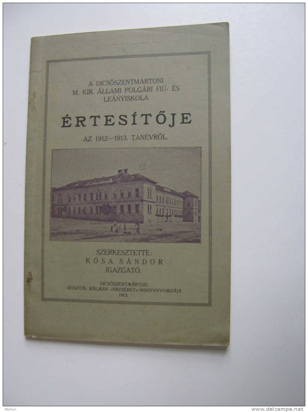 Dicsöszentmárton School Almanach 1913 Romania Hungary   Booklet    L1 - Libri Vecchi E Da Collezione
