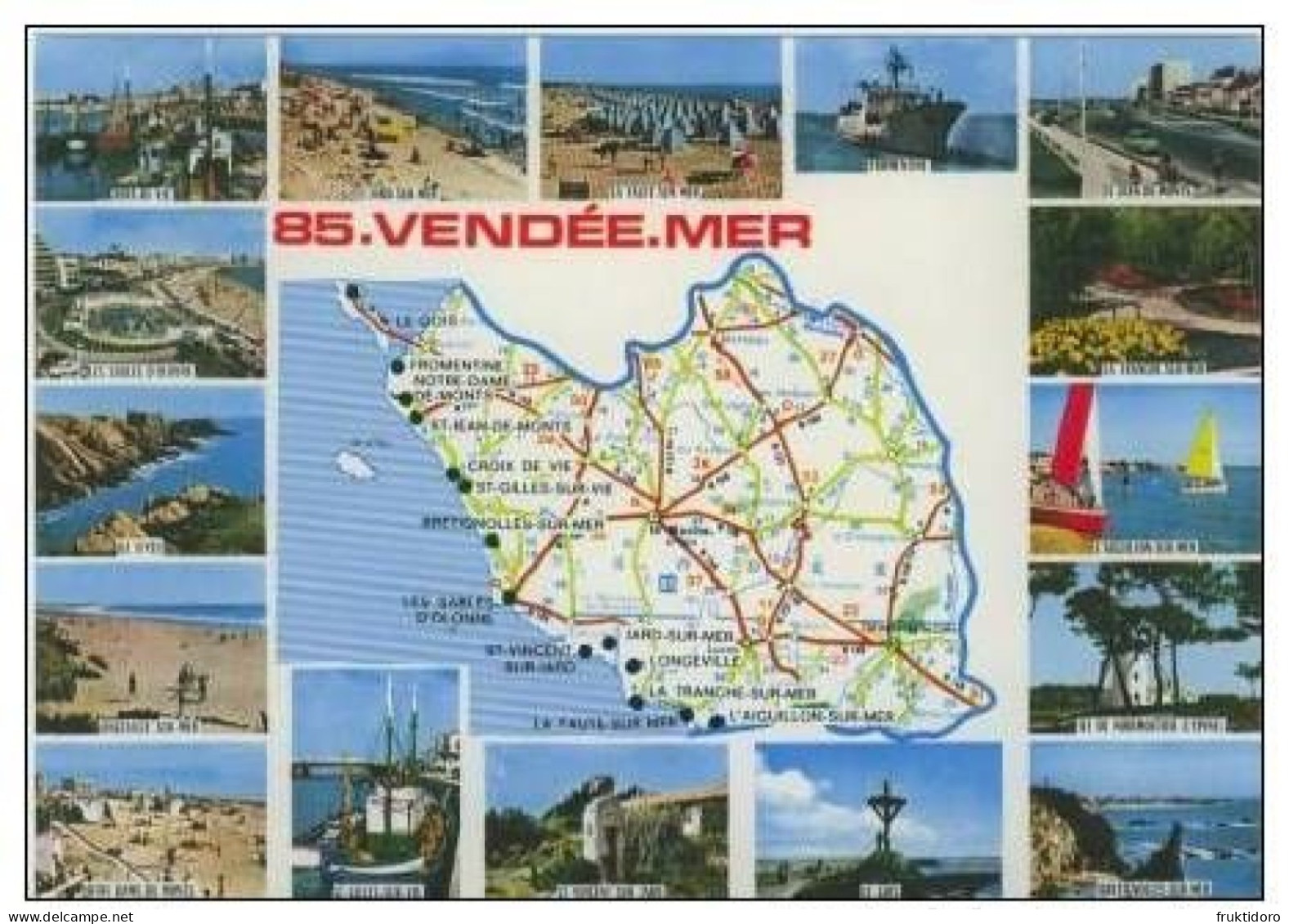 AKFR France Postcards Beach Préfailles - La Baule - EU Flag - Isle Of Oleron - Vendée - Map - Ship - Boats - Rezé - Collezioni E Lotti
