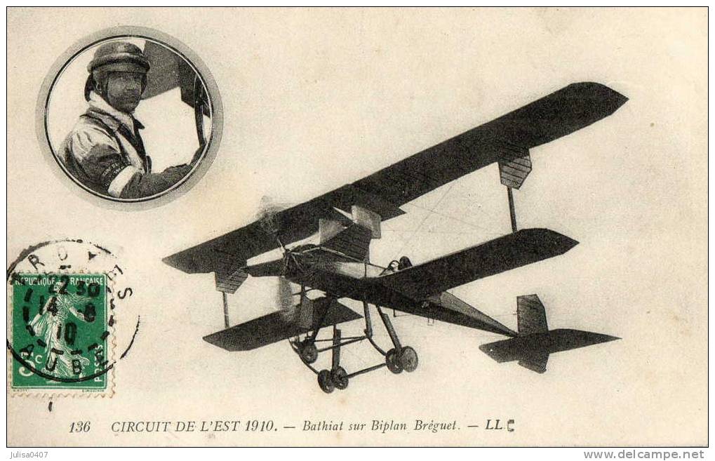 CIRCUIT DE L'EST AVIATION Aviateur Bathiat Sur Avion Bréguet Gros Plan - Fliegertreffen