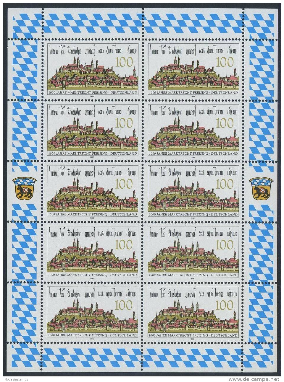 !a! GERMANY 1996 Mi. 1856 MNH SHEET(10) -Market Rights At Freising - 1991-2000