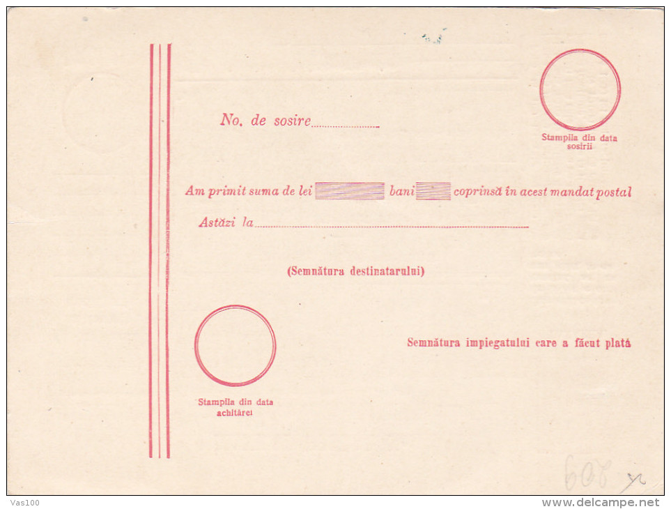 190? BULETIN D´EXPEDITION MANDATE POSTALE INTERNATIONALE ,INTERNATIONAL  MONEY ORDER,IMPRINTED POSTAGE 3 LEI,FERDINAND.C - Pacchi Postali