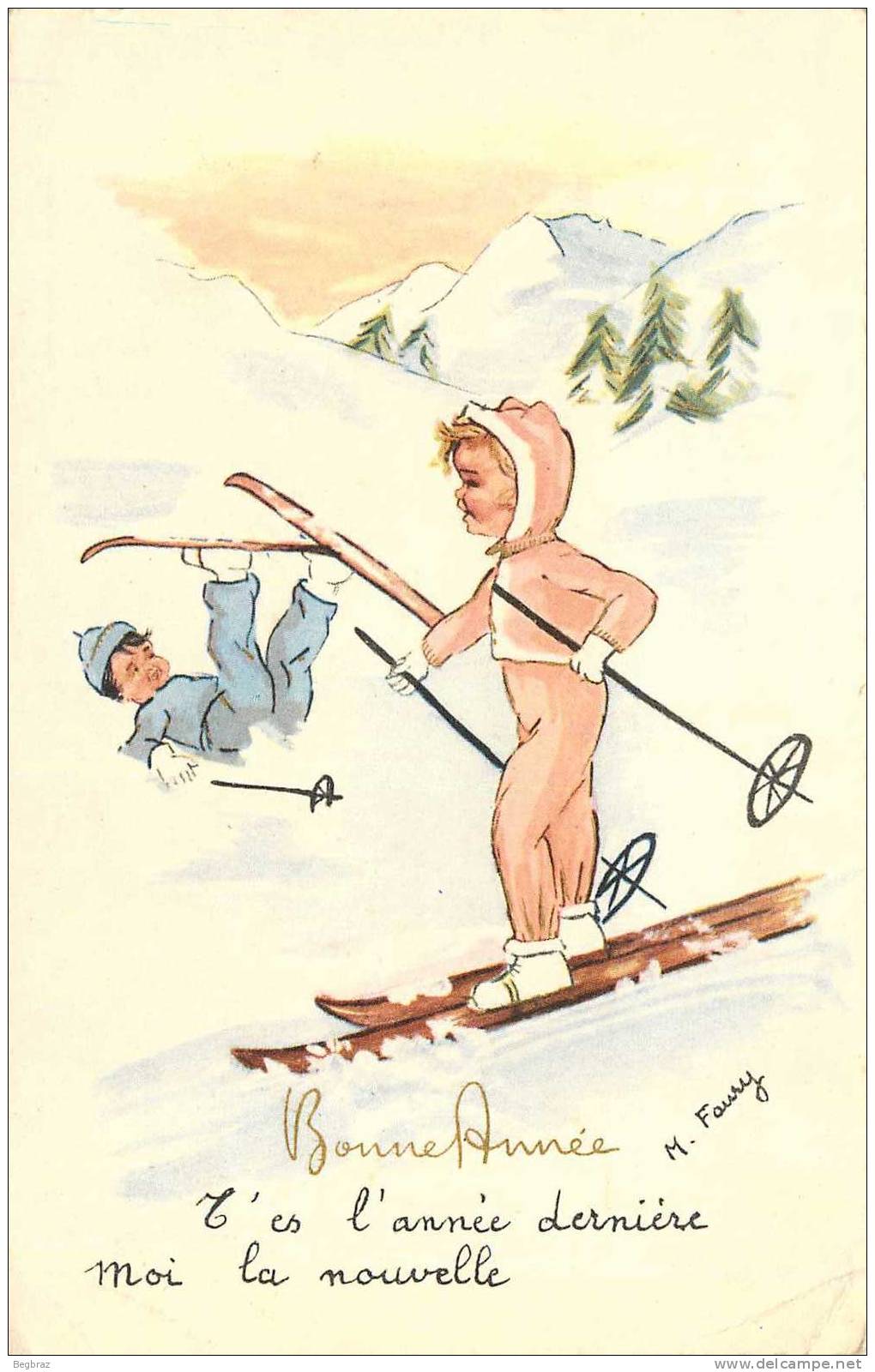 SKI     ILLUSTRATEUR  FAURY    ENFANT - Rowing