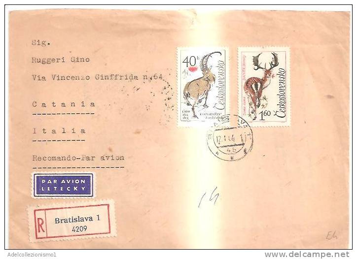 53743)n°2 Lettere Cecoslovacche Racc. Aeree Con 2 Valori + Annullo - Storia Postale