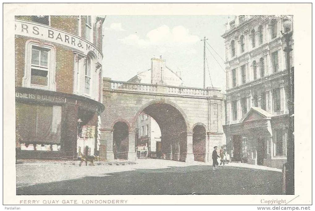 IRLANDE DU NORD.  LONDONDERRY.  FERRY QUAY GATE.  ANIMATION. - Londonderry