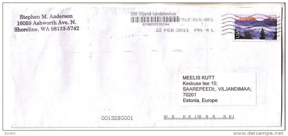 GOOD USA Postal Cover To ESTONIA 2011 - Good Stamped: Grand Teton - Cartas & Documentos