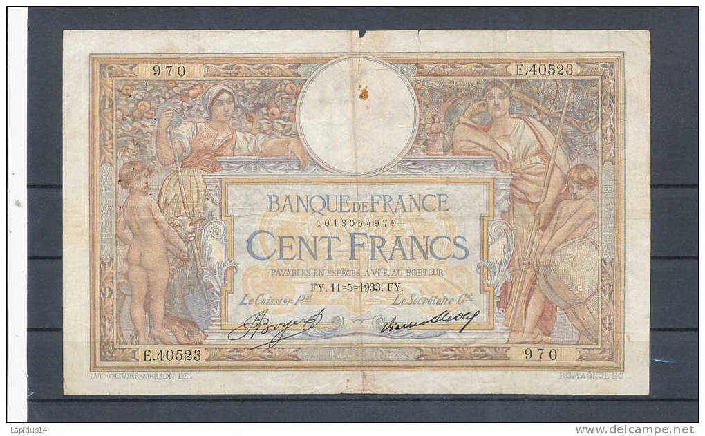 BILLET / 100 FRANCS  LUC OLIVIER MERSON TB 11-5-1933 - 100 F 1908-1939 ''Luc Olivier Merson''