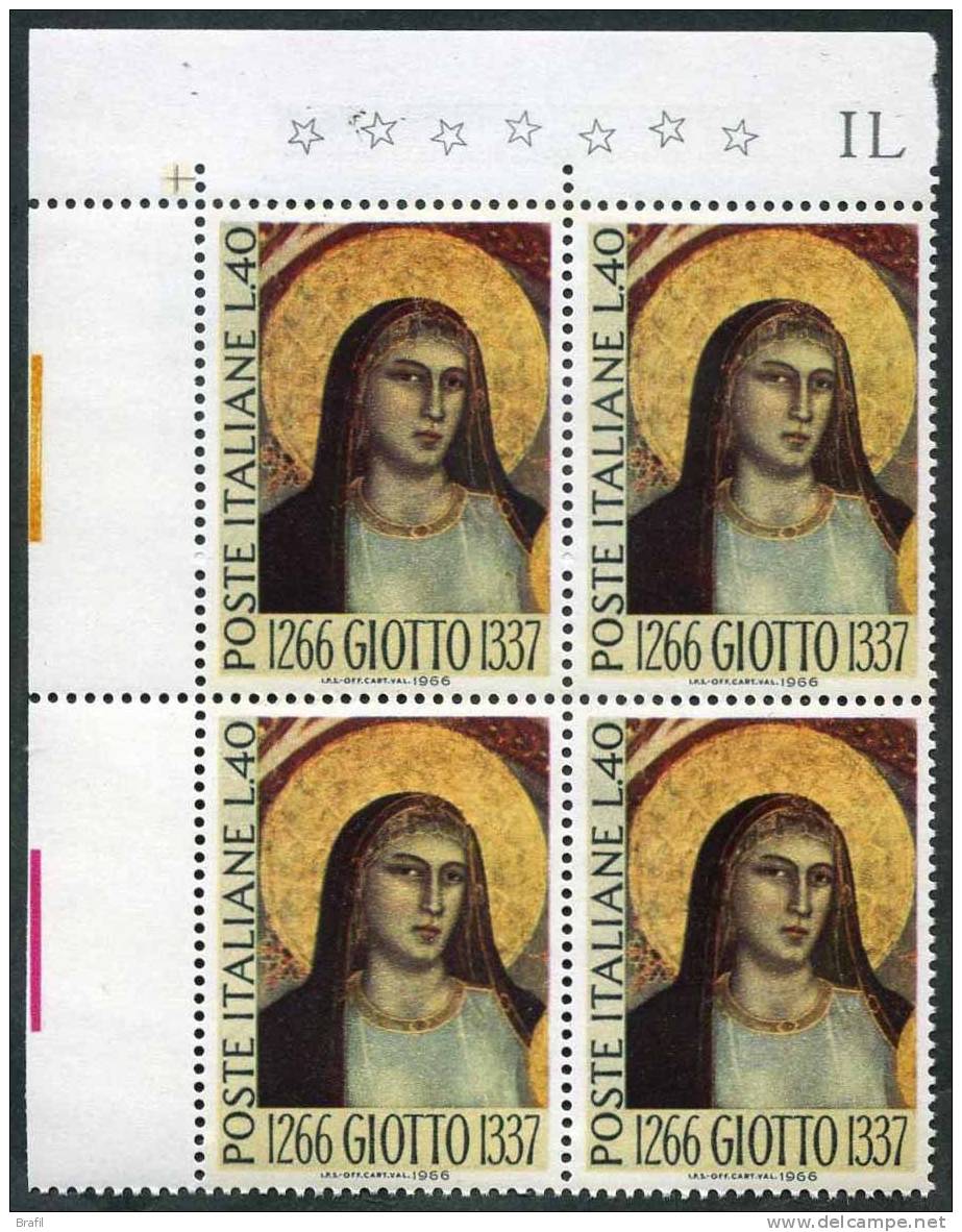 1966 Italia Quartina Giotto Con Decalco Della Stampa, Nuovo (**) - Abarten Und Kuriositäten