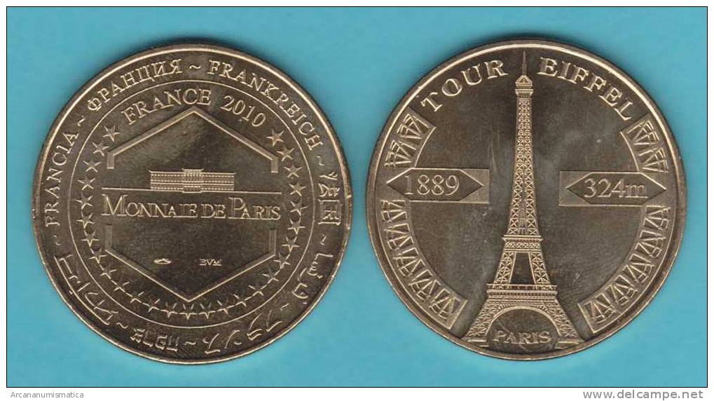 FRANCIA  2.010 MEDALLA   "TOUR  EIFFEL"   SC/UNC     DL-9814 - 2010