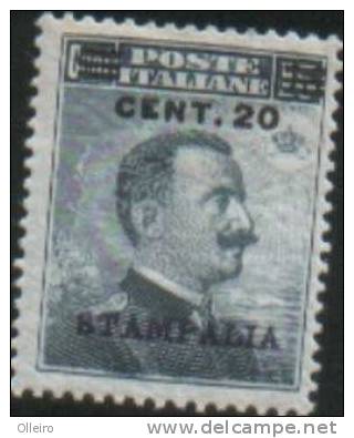 Italia - Italy Isole Italiane Dell´Egeo Stampalia 1916 20c Su 15 C Grigio ** MNH - Aegean (Stampalia)