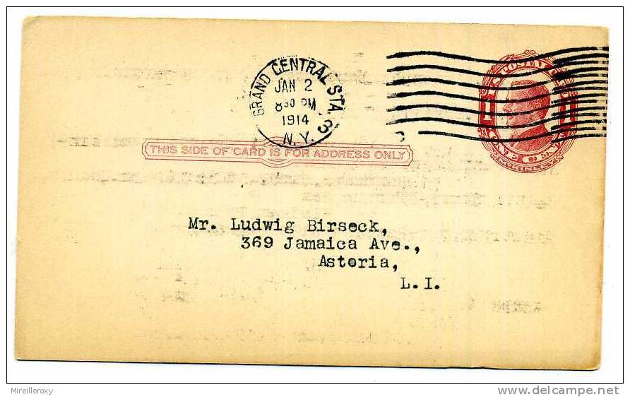 ETATS UNIS / USA / ENTIER POSTAL /    GRAND CENTRAL  1914 - 1901-20