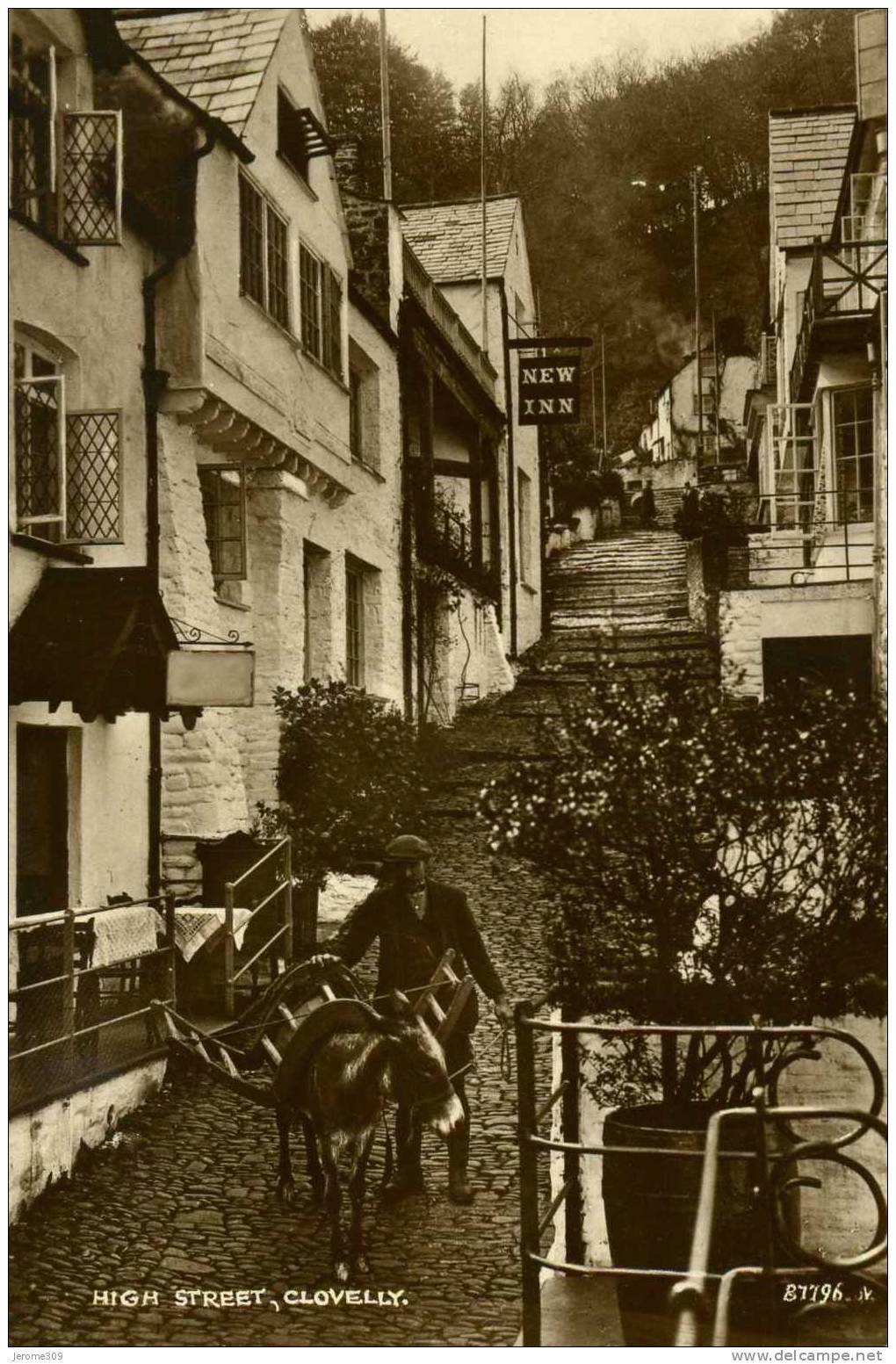 ROYAUME-UNI - CLOVELLY - CPA - N°87796 - Clovelly, Hight Street - NEW INN - Mulet, Ane - Clovelly