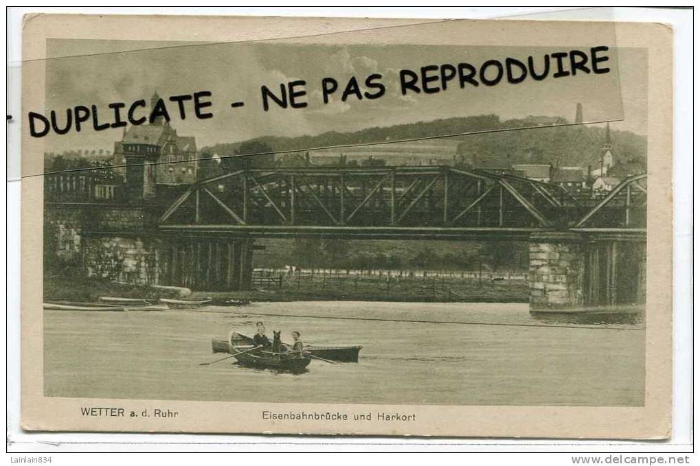 - WETTER A. D. Ruhr, Eisenbahnbrucke Und Harkort, Barque Avec Seulement Des Femmes, Chien, Non écrite, Bon état. - Ennepetal