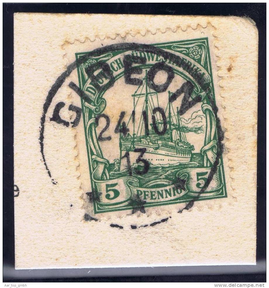 Deutsche Post In Südwestafrika GIBEON 1913-10-24 Mi#12 Voll-Stempel Auf Briefstück - Deutsch-Südwestafrika